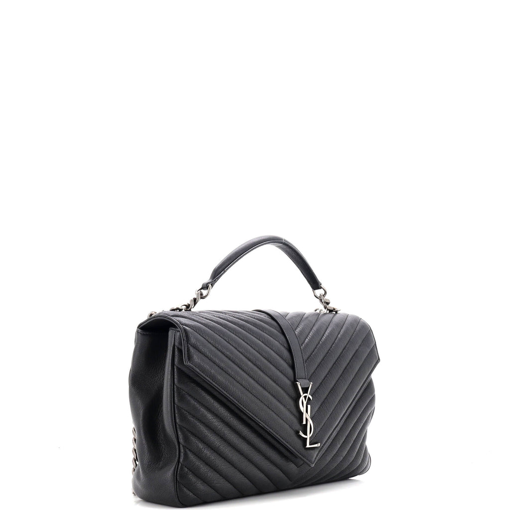 Classic Monogram College Bag Matelasse Chevron Leather Large
