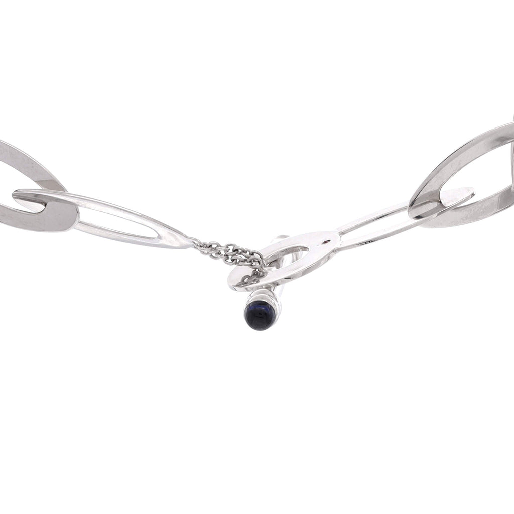 Chic and Shine Oval Link Necklace 18K White Gold with Blue Sapphires