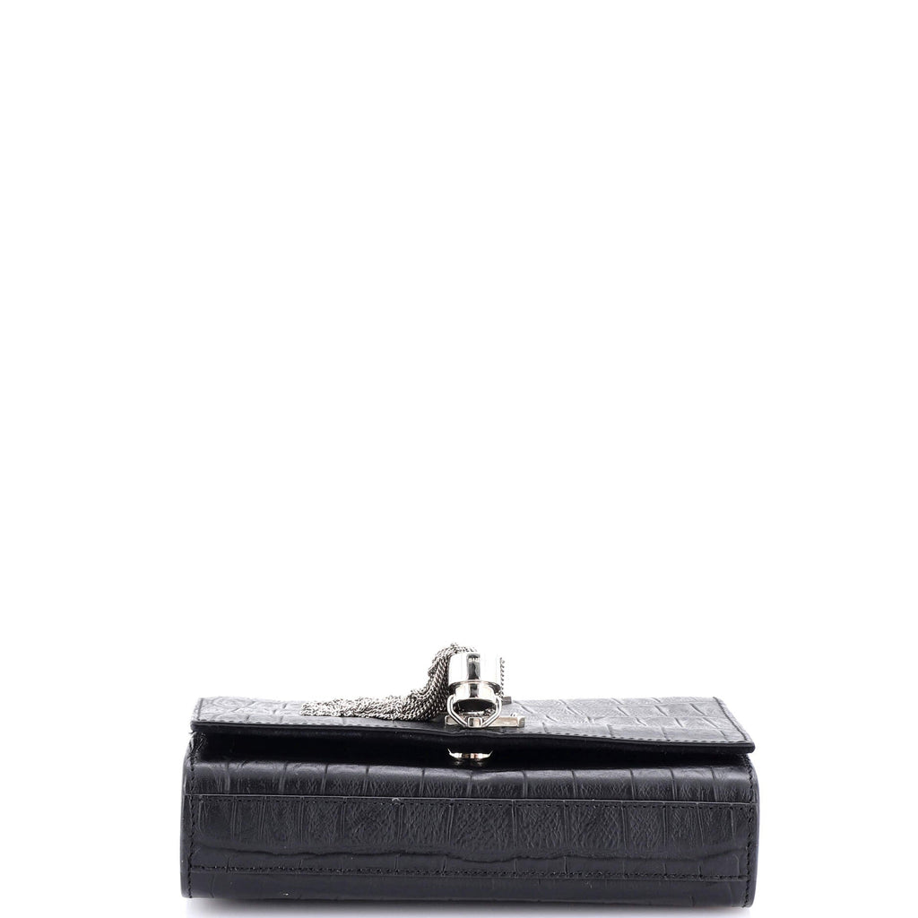 Classic Monogram Tassel Crossbody Bag Crocodile Embossed Leather Small