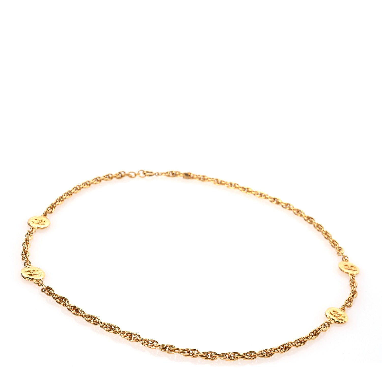 Metal Chain CC Medallion Belt Gold