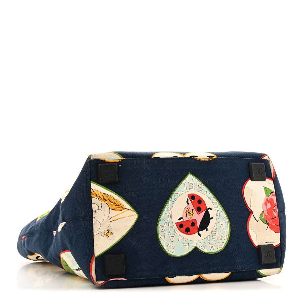 Canvas Coco Hearts Print Tote Blue
