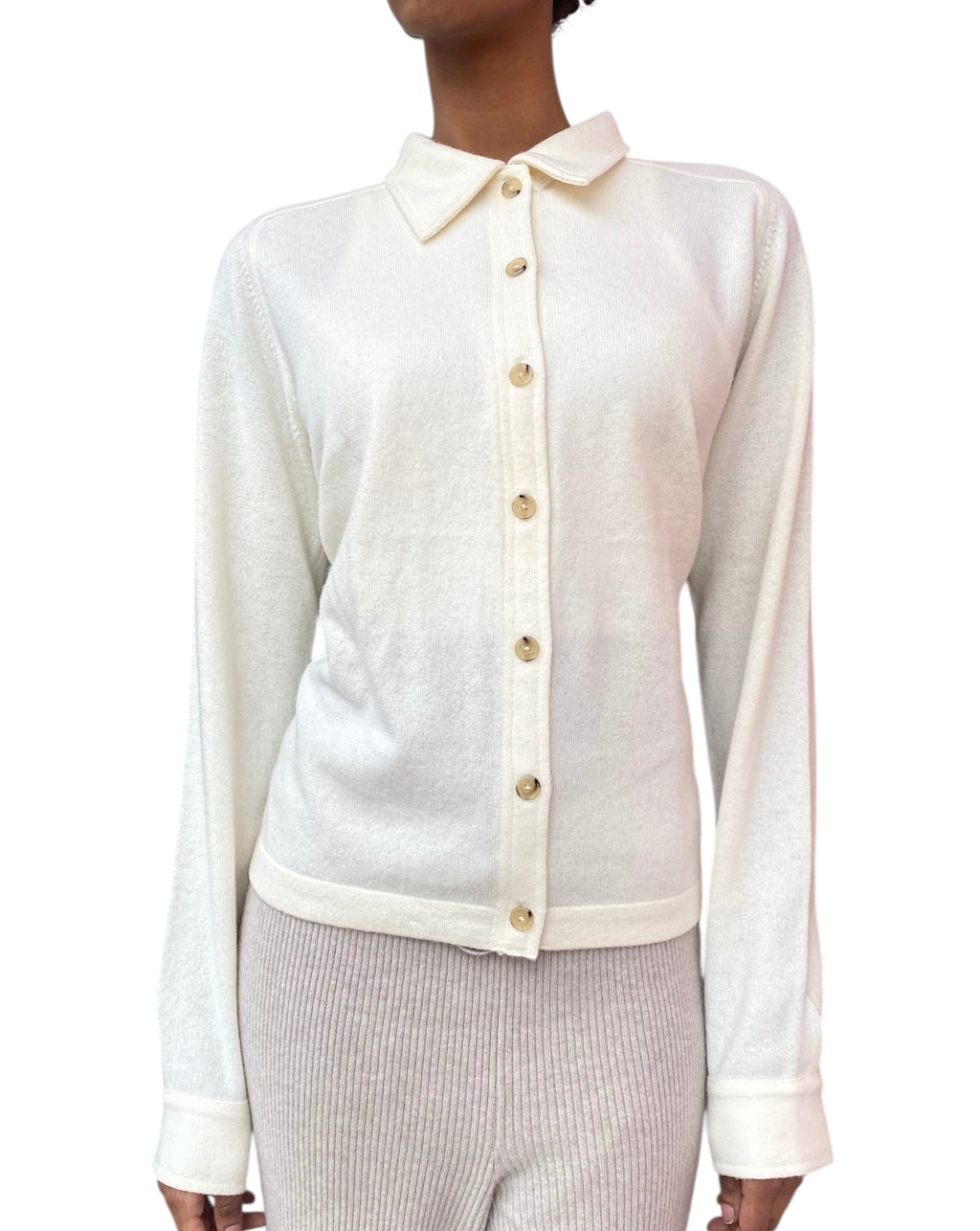Toteme Ivory Raglan Cashmere Button Up igan - S