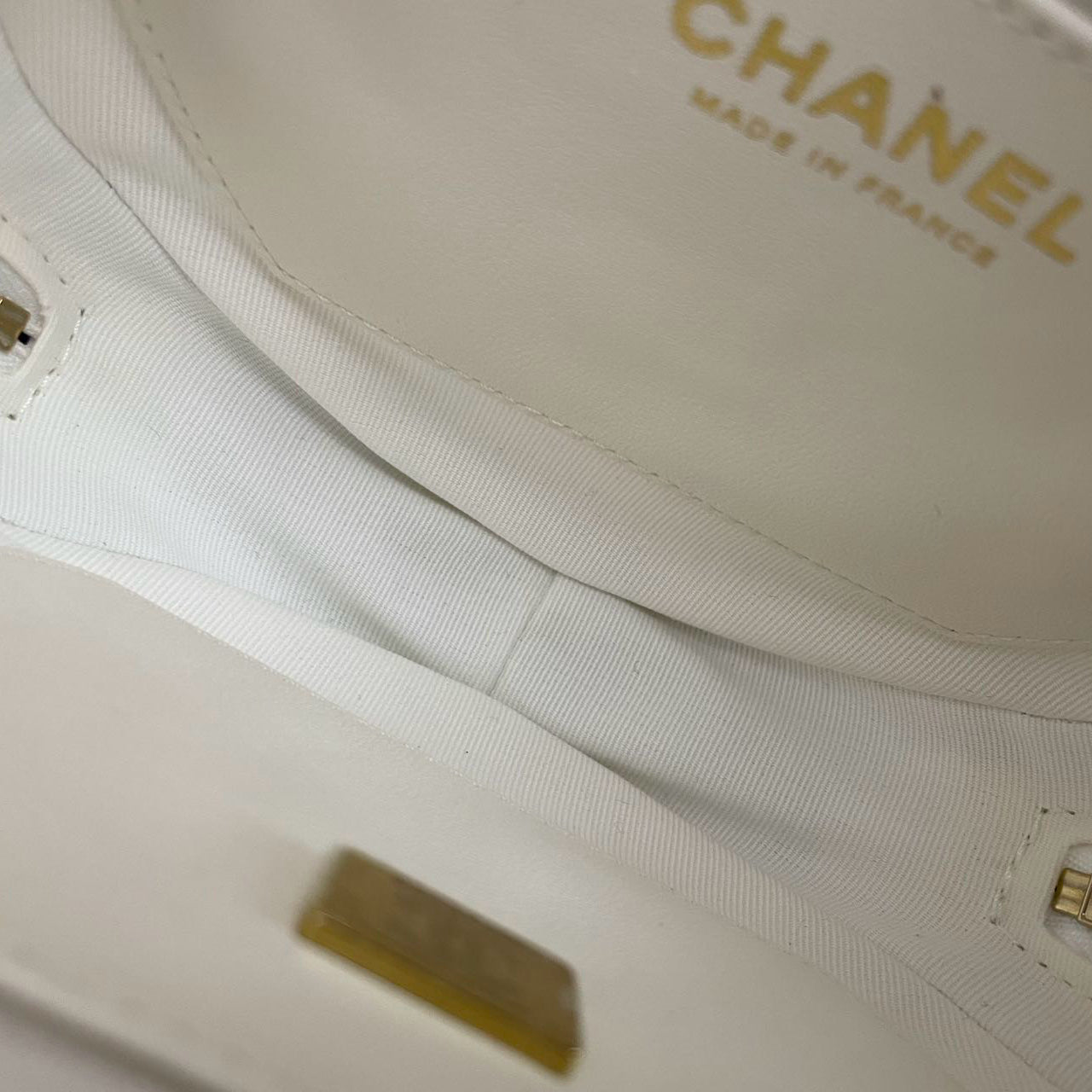 Chanel Big Heart Bag CC in Love Heart Clutch Large Size in White with Champagne Gold Hardware