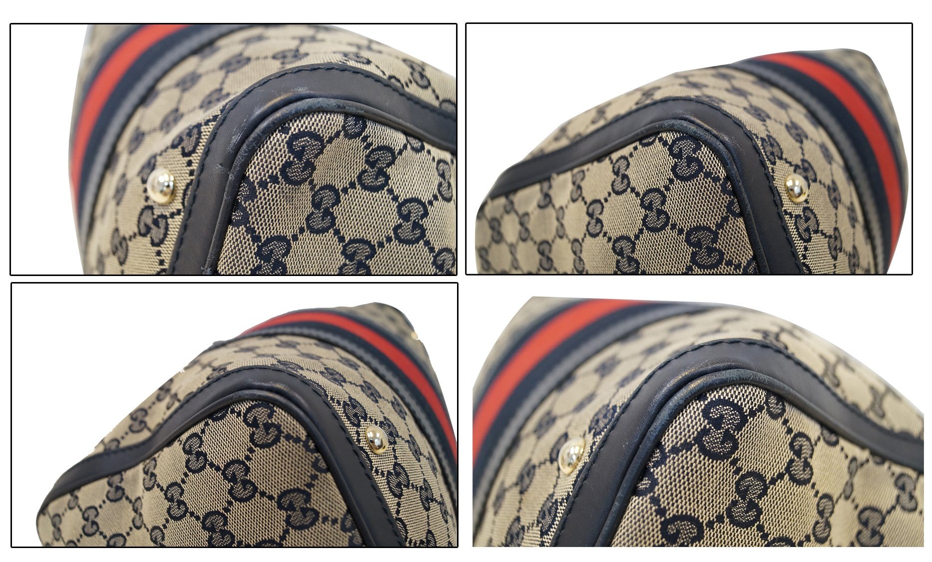 GUCCI Vintage Web Medium Original GG Boston Bag with Signature Web