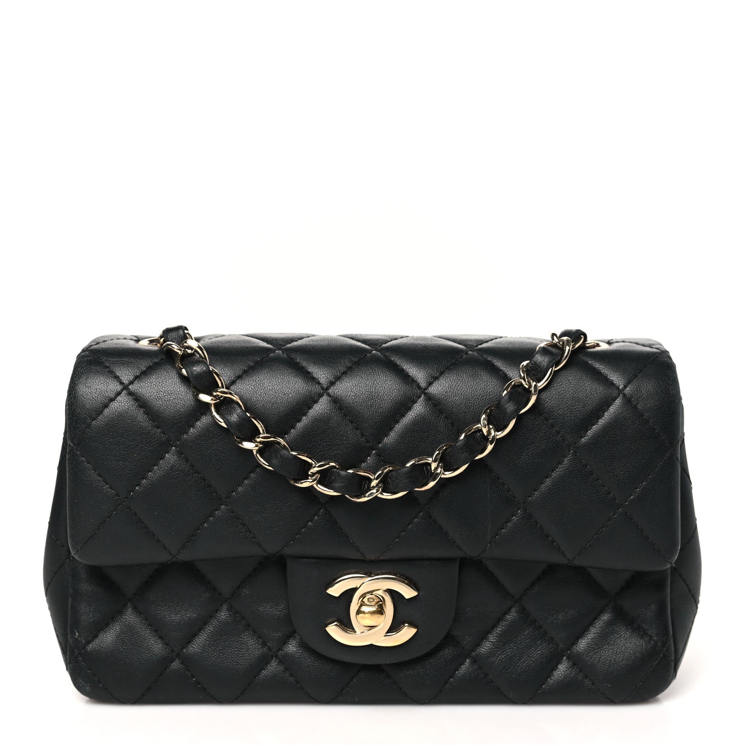 Lambskin Quilted Mini Rectangular Flap Black