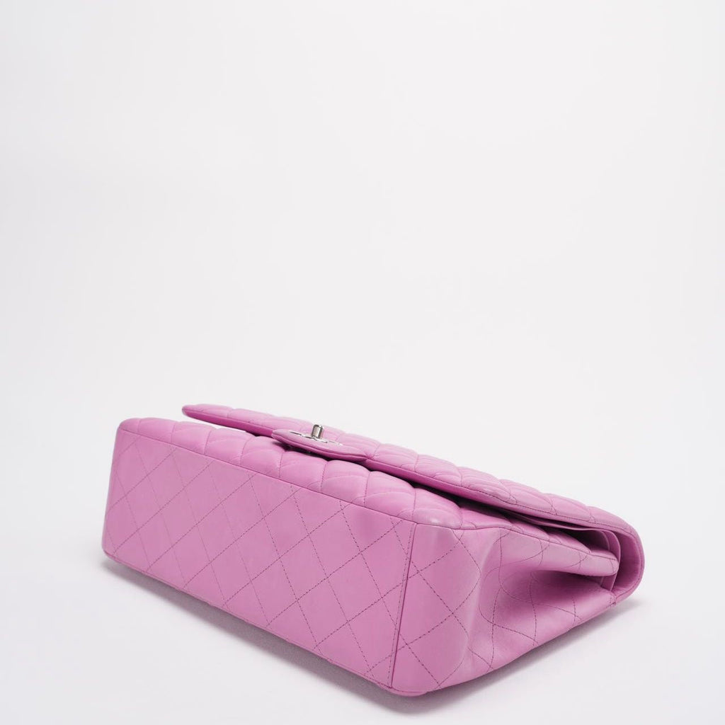 Chanel Timeless Classic Flap Bag Maxi Lilac Purple with Silver Hardware