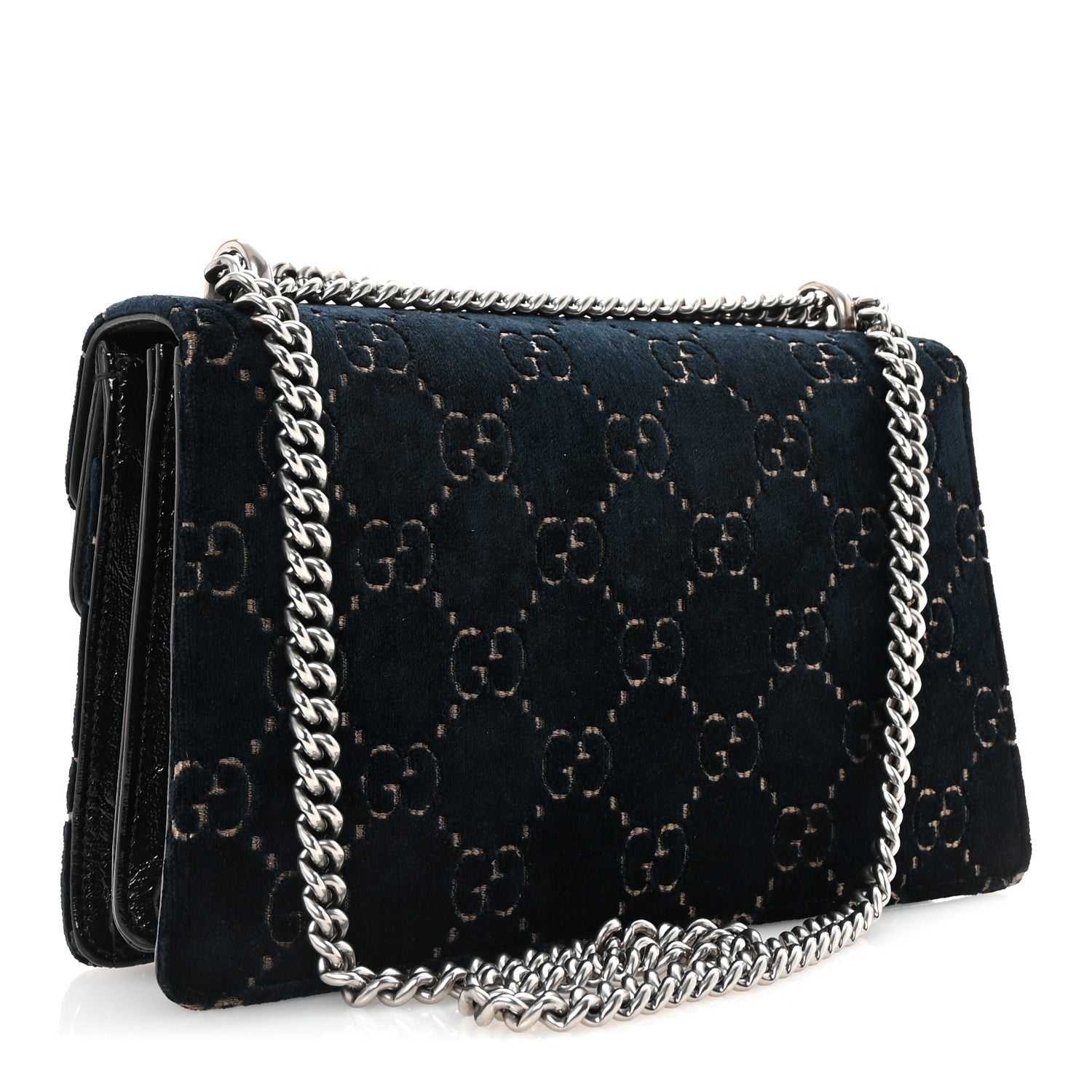 Velvet Skipper GG Monogram Small Dionysus Shoulder Bag Blue Beige Black