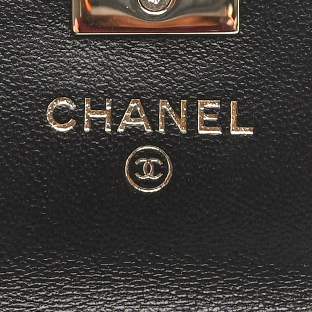 Lambskin Quilted Trendy CC  Holder On Chain Black