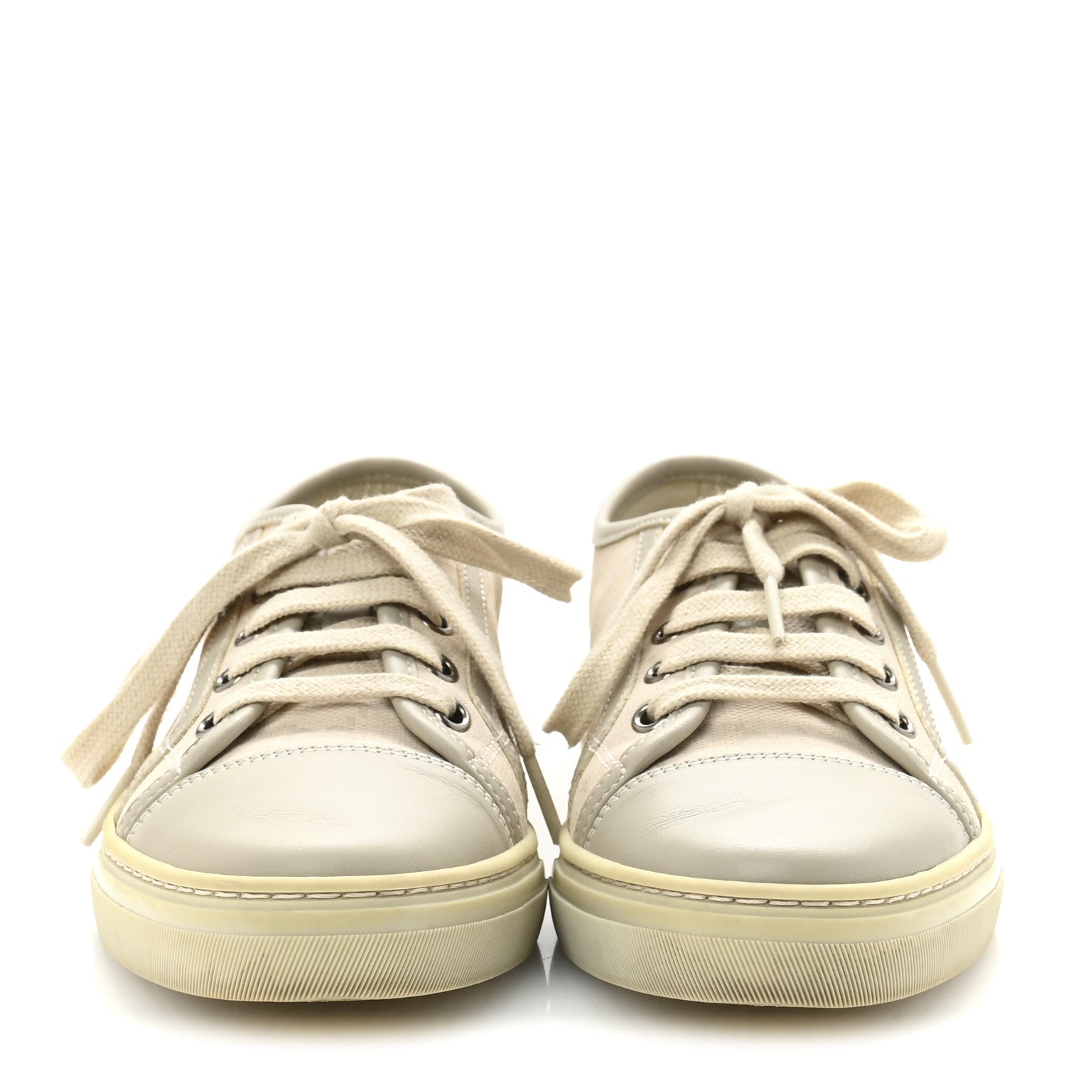Washed Cotton GG Monogram Calfskin Womens Low Top Sneakers 35.5 White Mystic White Great White
