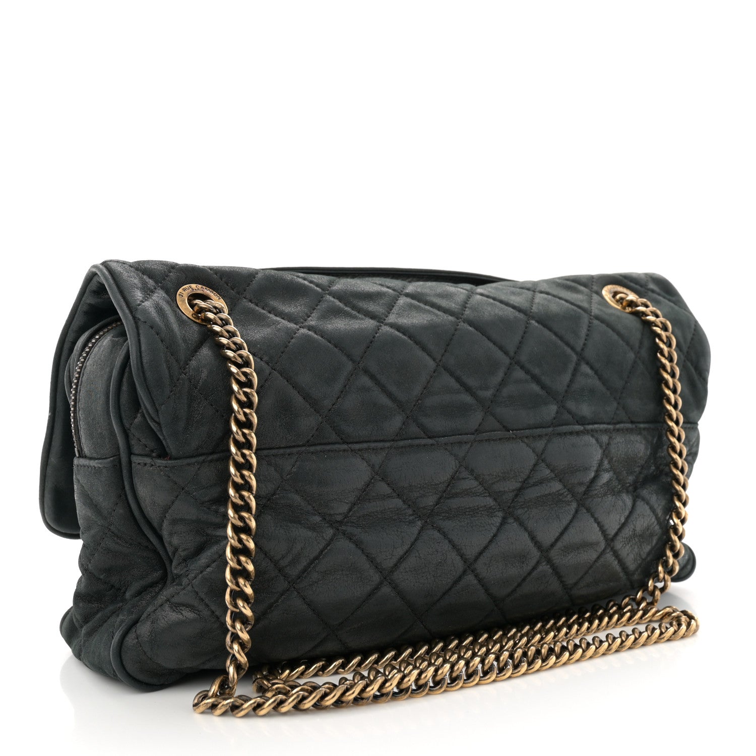 Iridescent Calfskin Quilted Large Shiva Flap Black