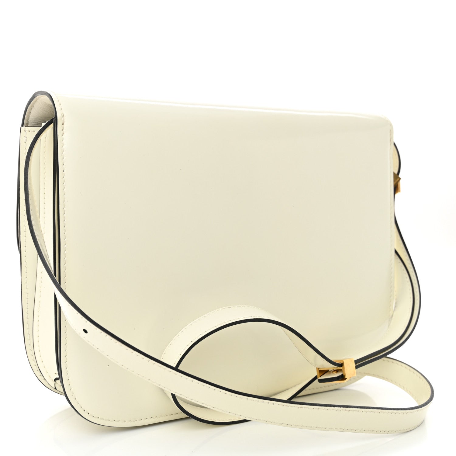 Spazzolato Calfskin Medium Classic Box Flap Bag White