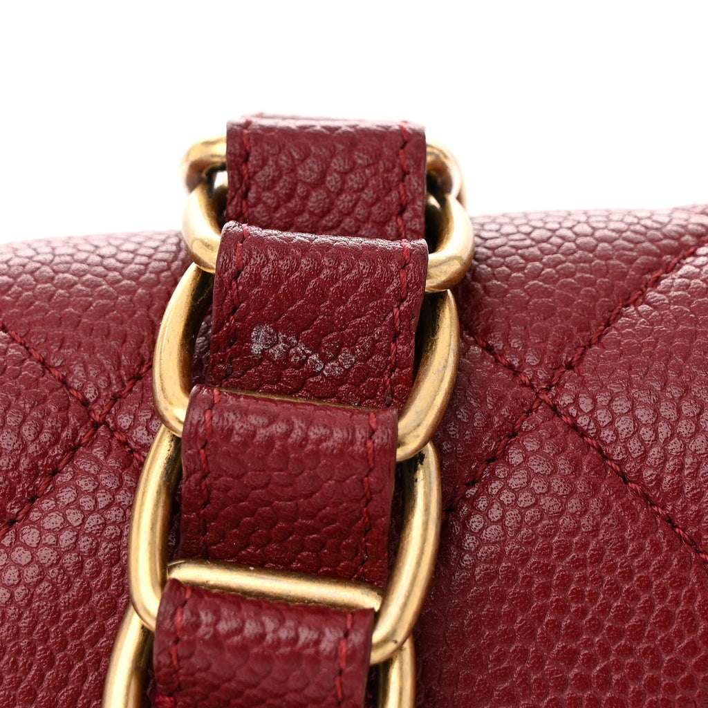 Caviar Quilted Mini Chain Soul Flap Burgundy