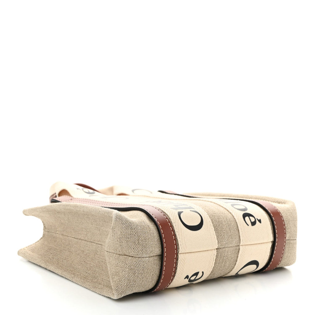 Cotton Calfskin Small Woody Ribbon Tote With Strap White Brown