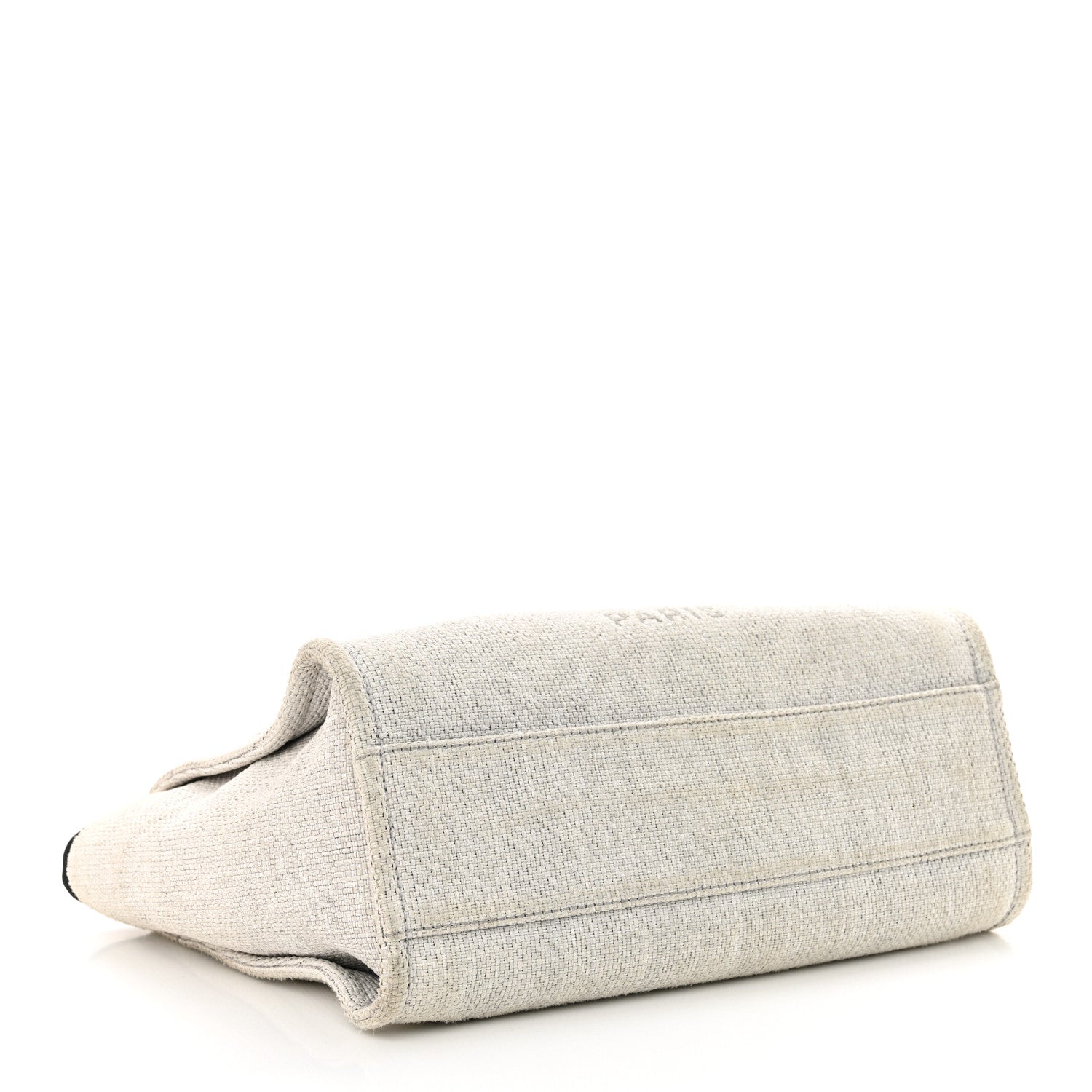 Woven Straw Raffia Small Deauville Tote Grey