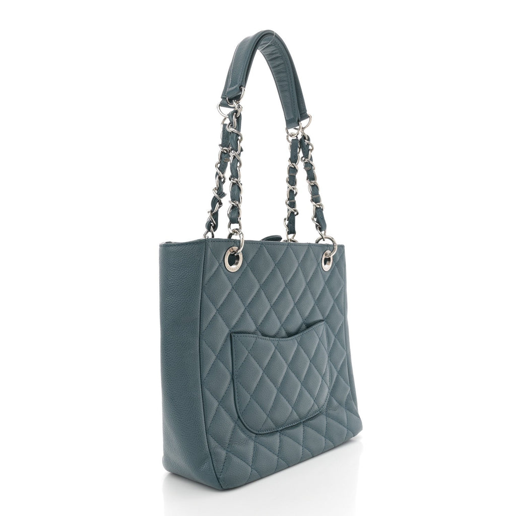 Caviar Quilted Petit Shopping Tote PST Blue