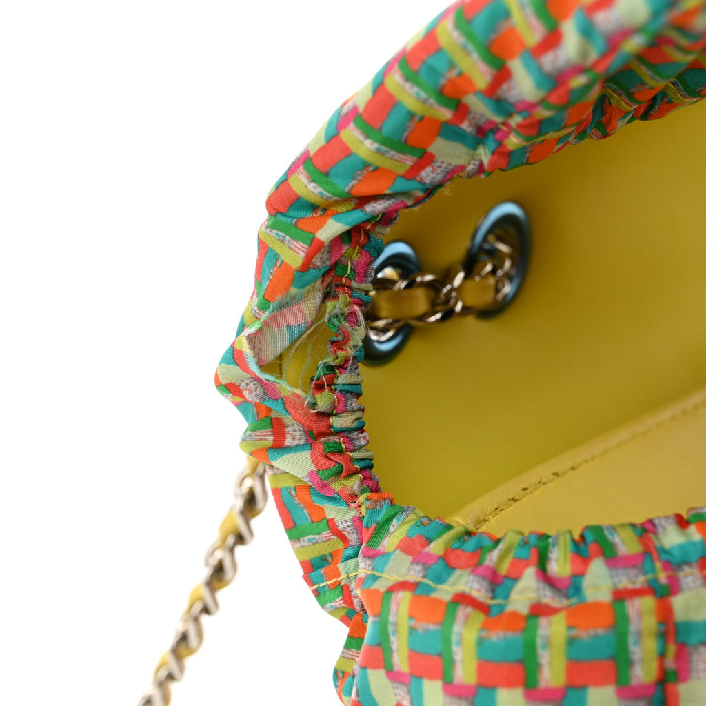 Rubber Quilted Lambskin Mini Square Coco Rain Flap Yellow