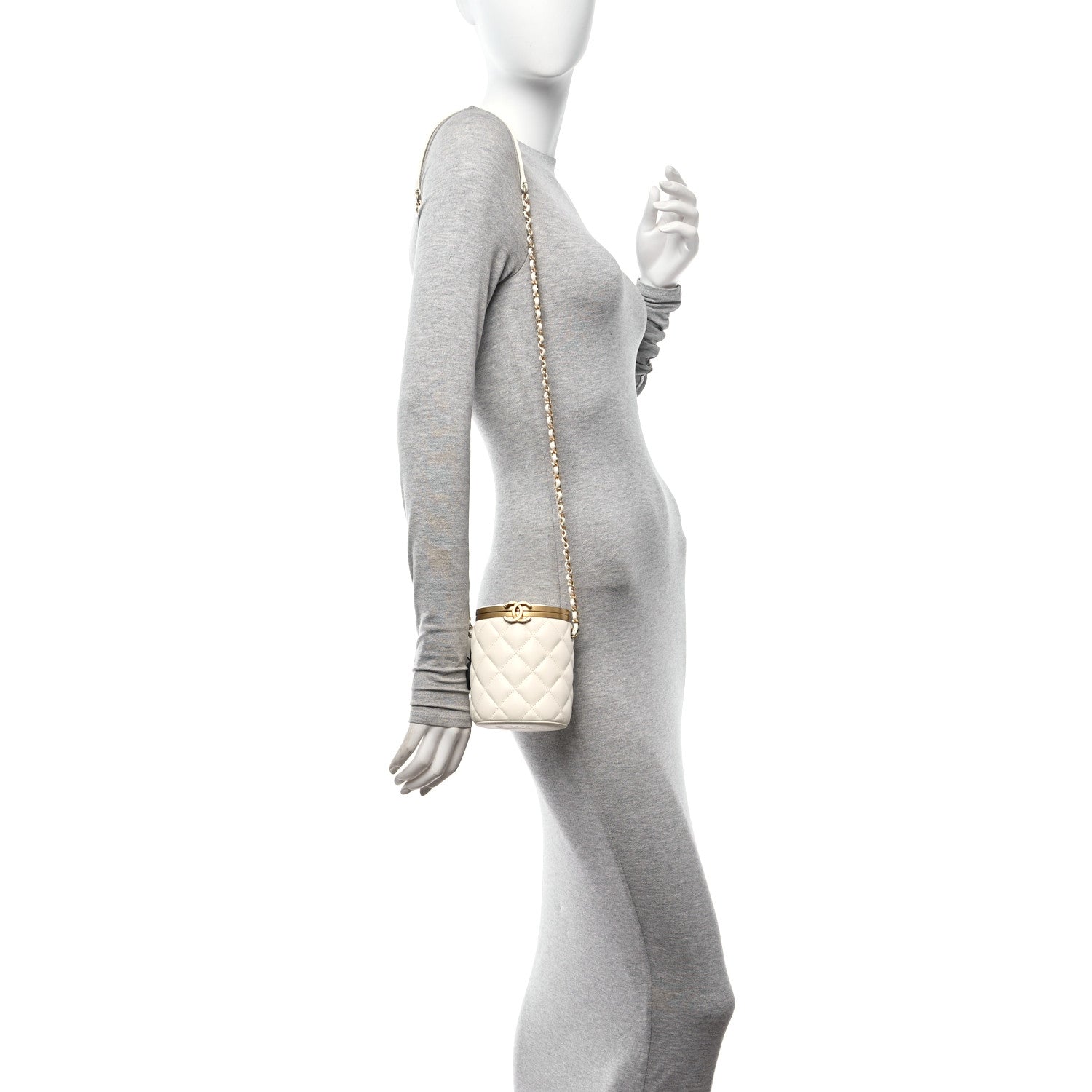 Lambskin Quilted Mini Crown Box Bag White