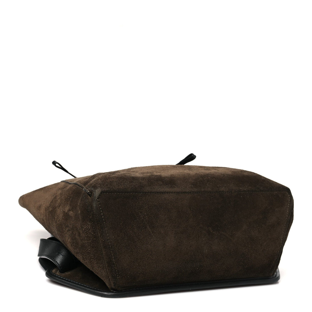 Suede Calfskin Drawstring Backpack Brown