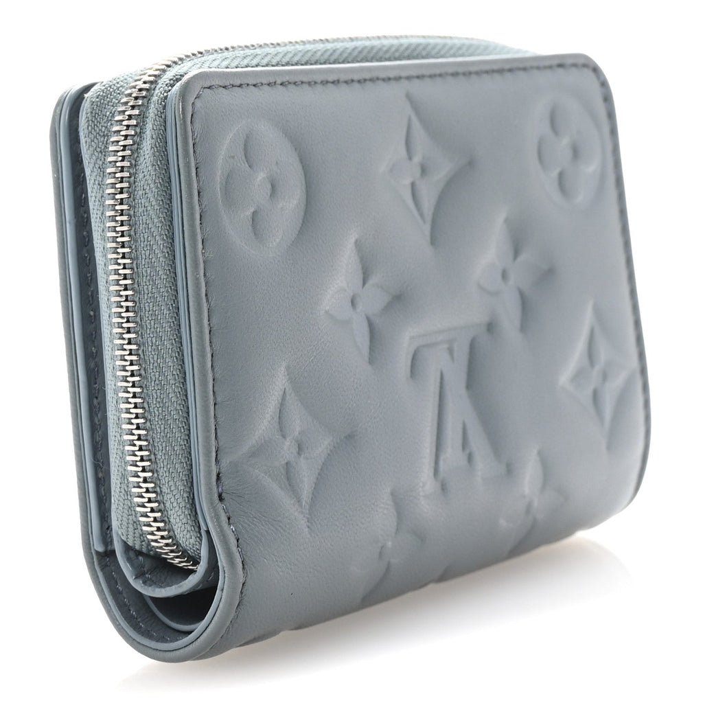 Lambskin Embossed Monogram Lou Coussin Wallet Blue Glacier