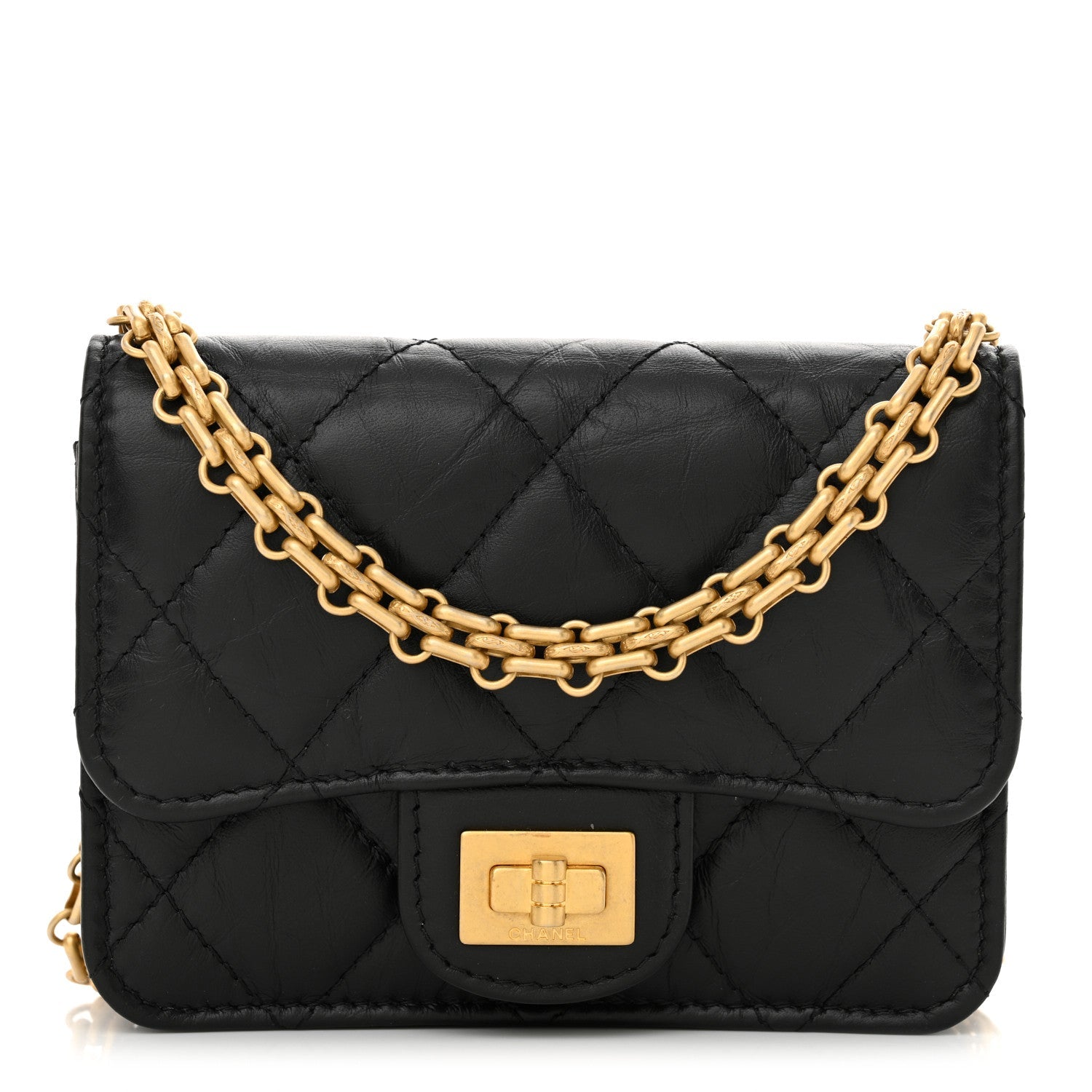 Aged Calfskin Quilted Reissue Belt Bag Black