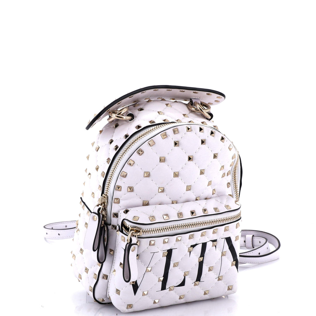 VLTN Rockstud Spike Backpack Quilted Printed Leather Mini