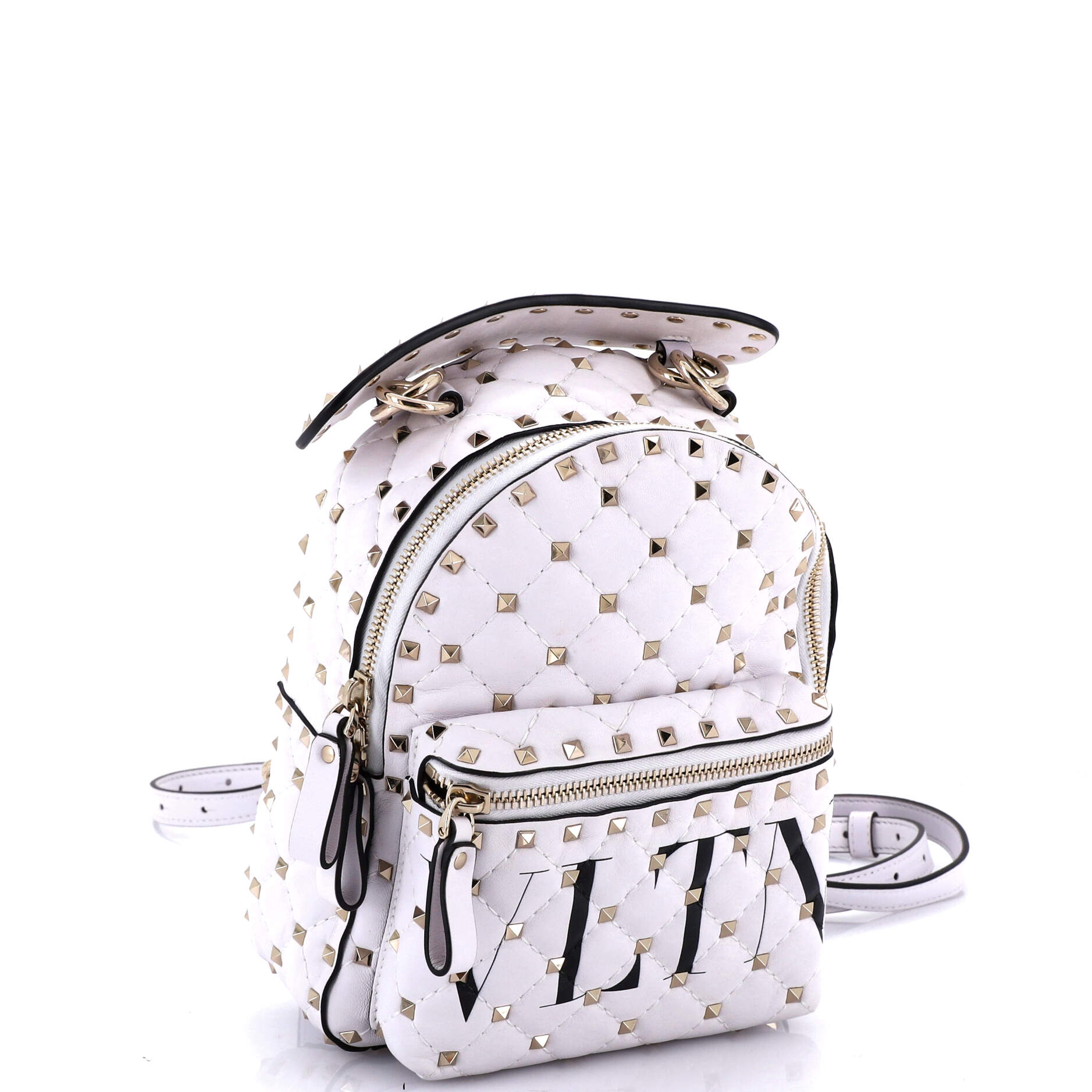 VLTN Rockstud Spike Backpack Quilted Printed Leather Mini