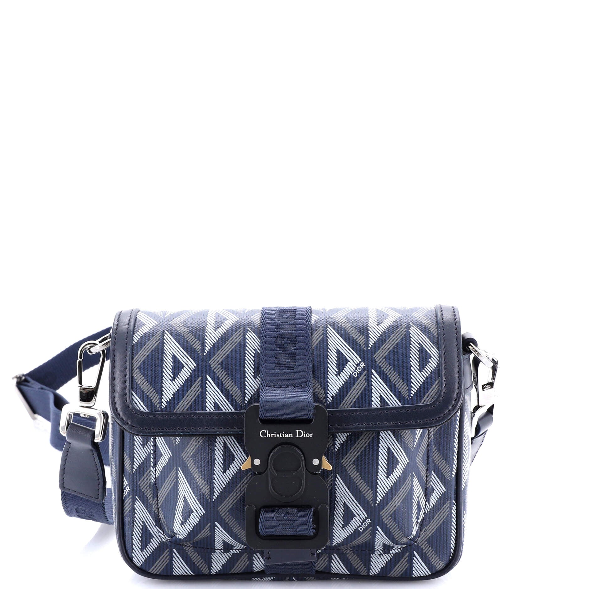 Hit the Road Flap Crossbody Bag CD Diamond Coated Canvas and Leather Mini