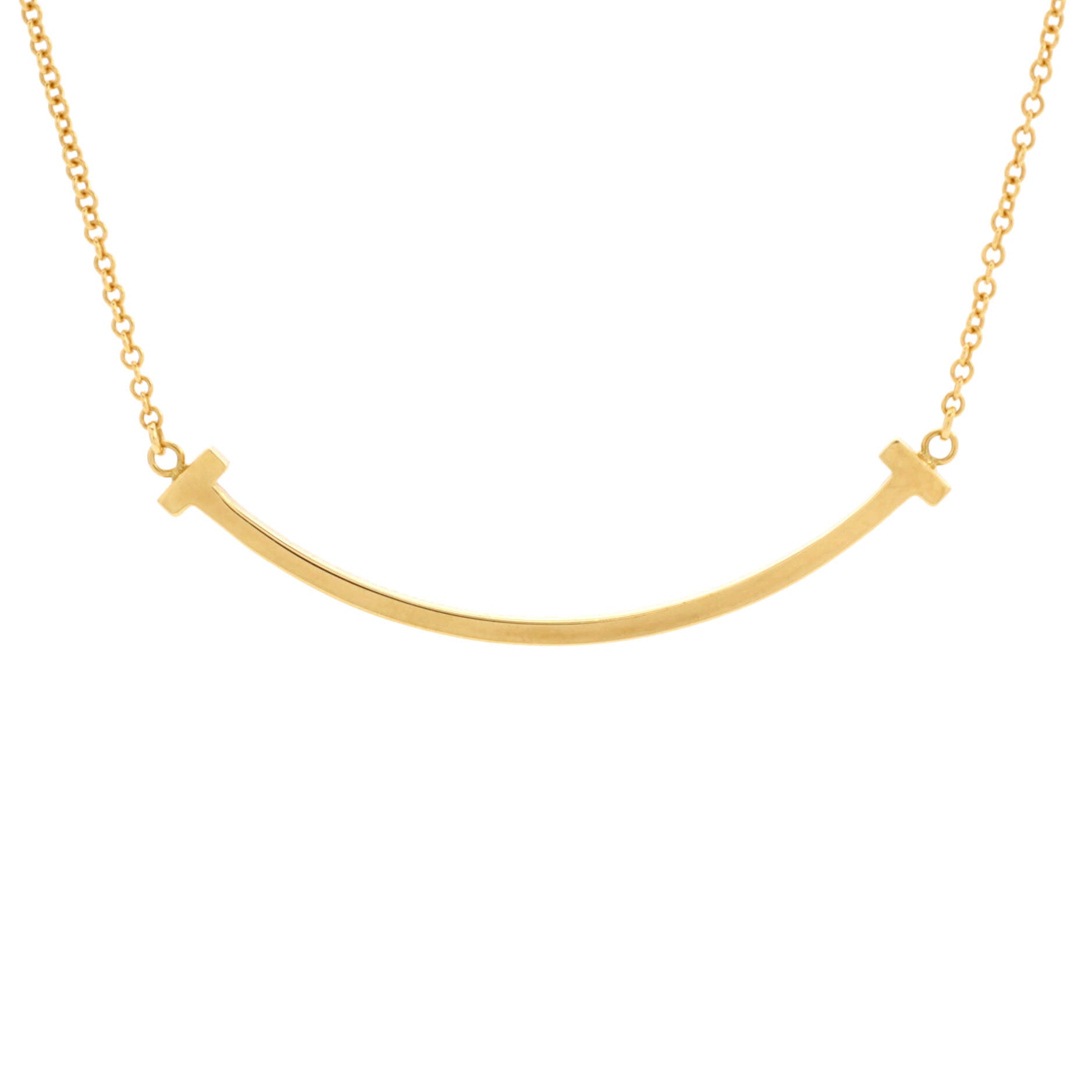 T Smile Pendant Necklace 18K Yellow Gold Small