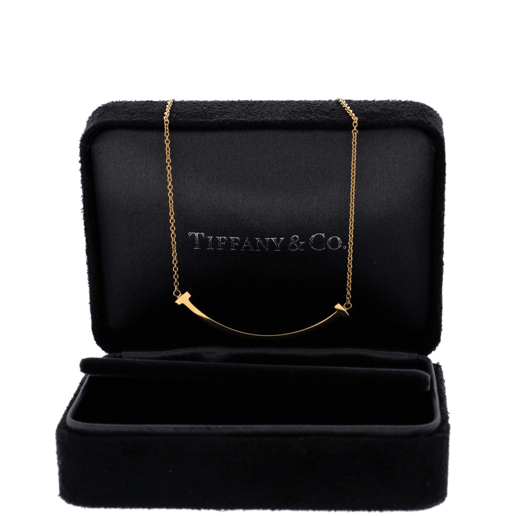 T Smile Pendant Necklace 18K Yellow Gold Small