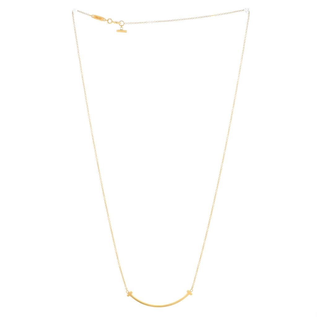 T Smile Pendant Necklace 18K Yellow Gold Small