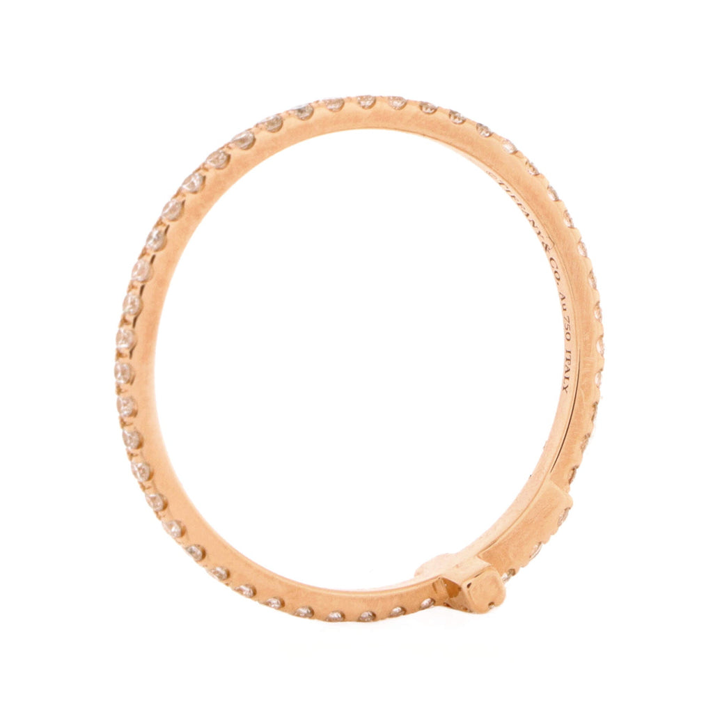 T Wire Band Ring 18K Rose Gold with Pave Diamonds
