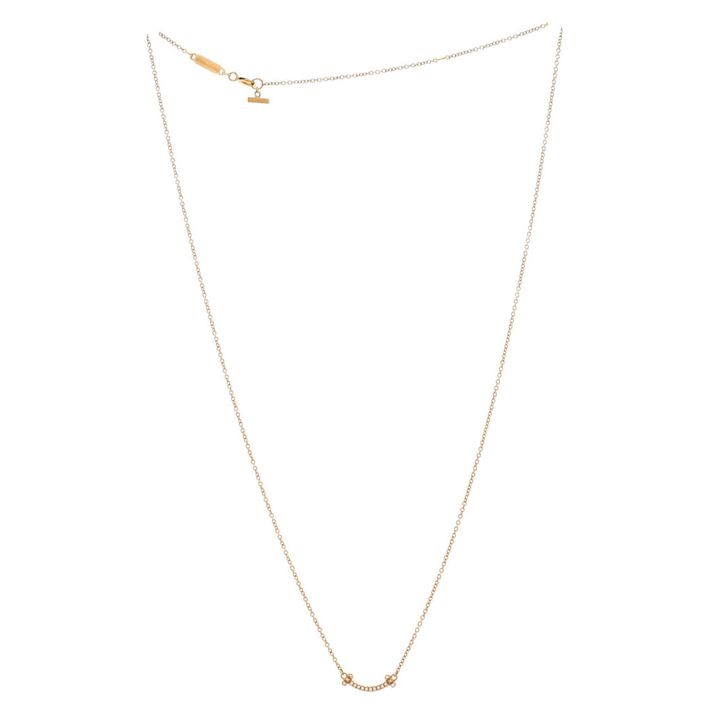 T Smile Pendant Necklace 18K Yellow Gold with Diamonds Mini