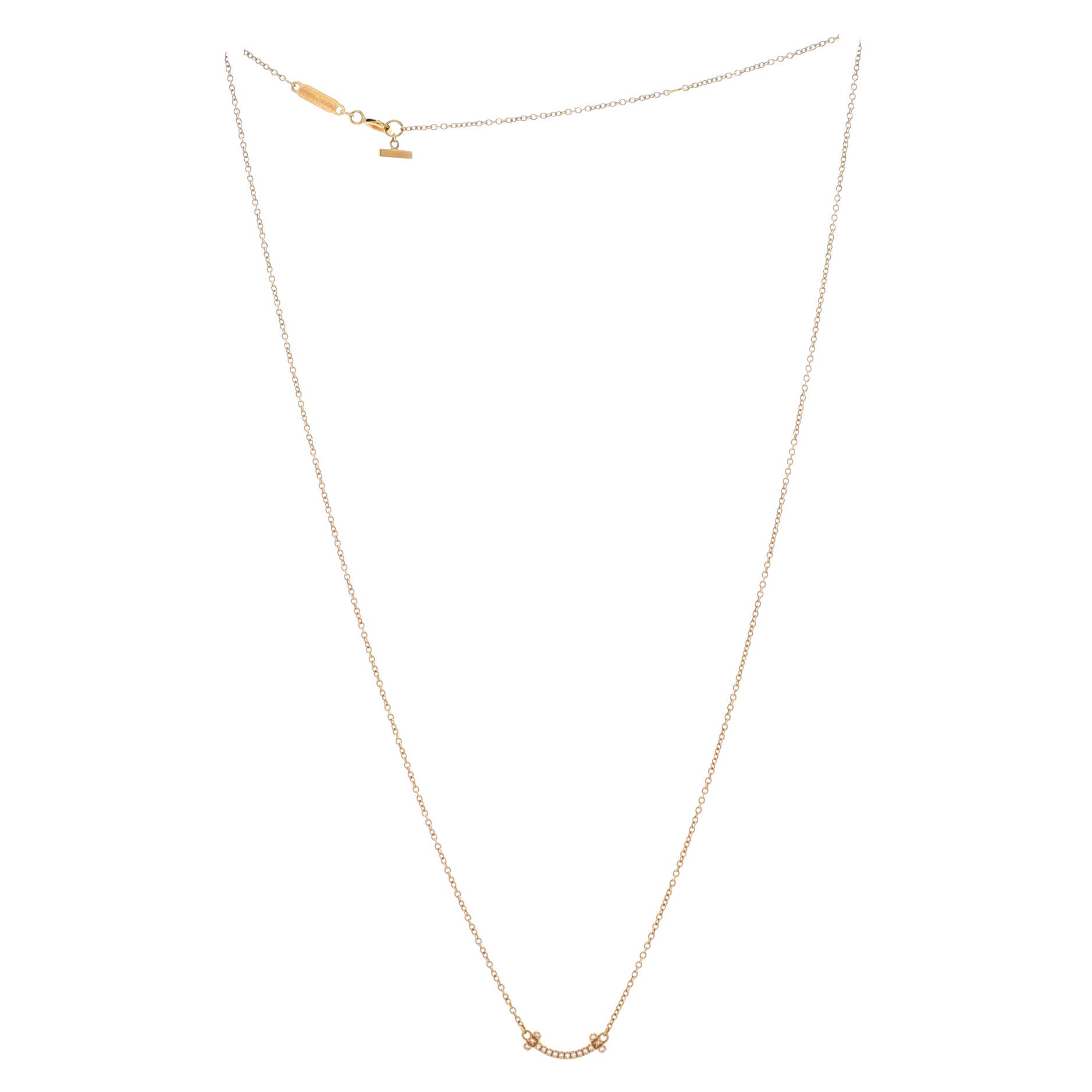 T Smile Pendant Necklace 18K Yellow Gold with Diamonds Mini