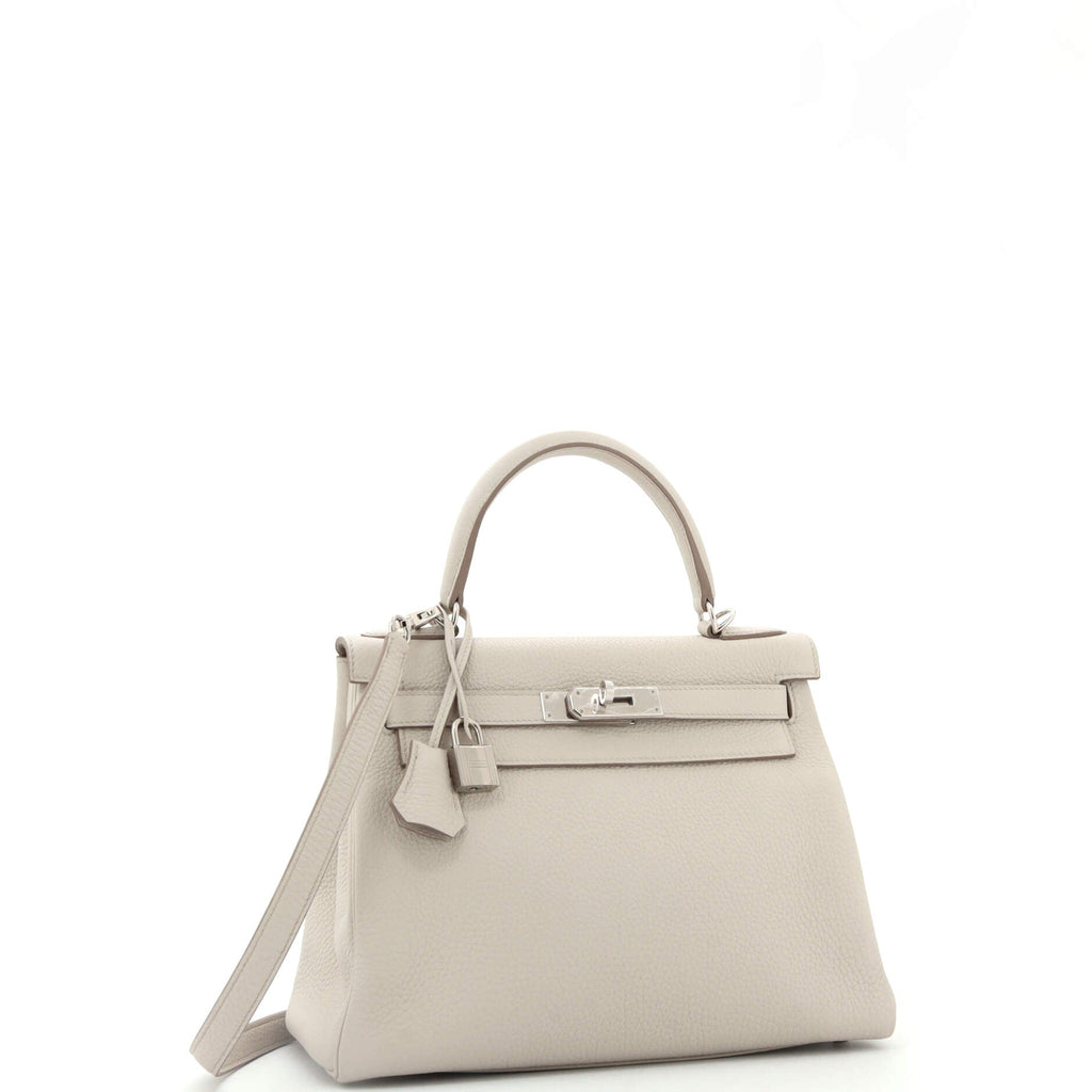 Kelly Handbag Light Clemence with Palladium Hardware 28