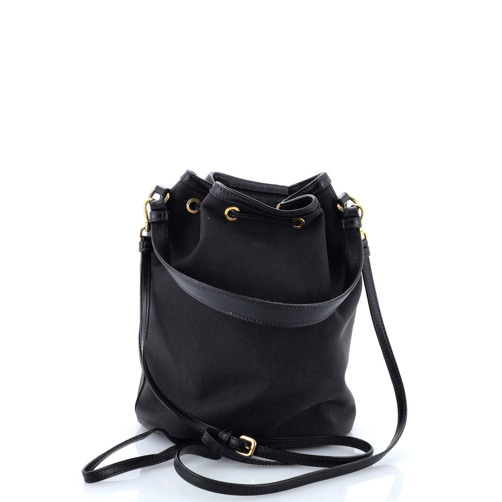 Logo Drawstring Bucket Bag Canvas