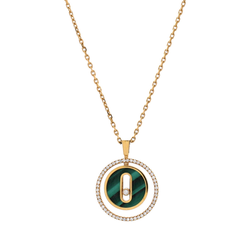 Lucky Move Pendant Necklace 18K Yellow Gold with Diamonds and Malachite SM