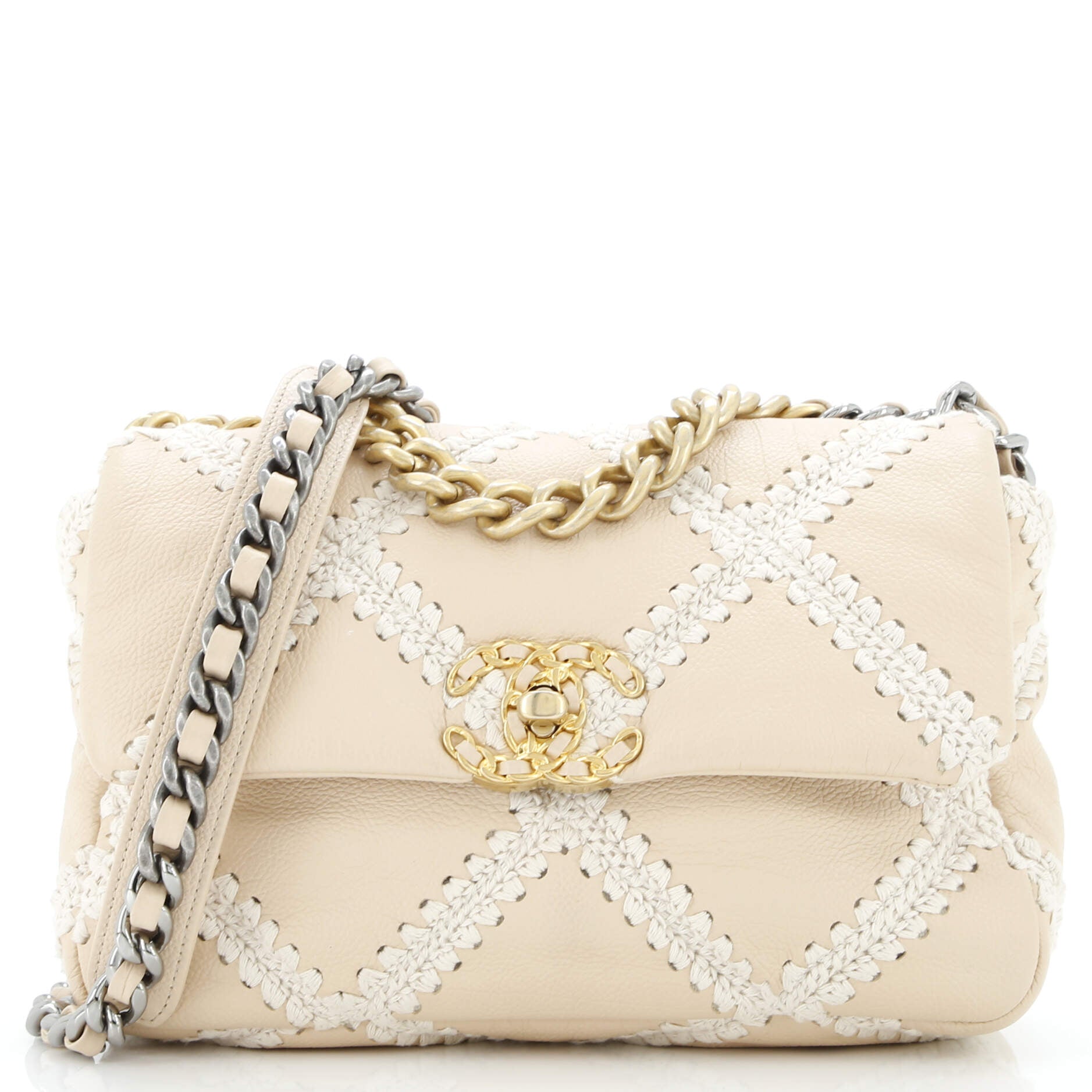 19 Flap Bag Crochet Quilted Calfskin Medium