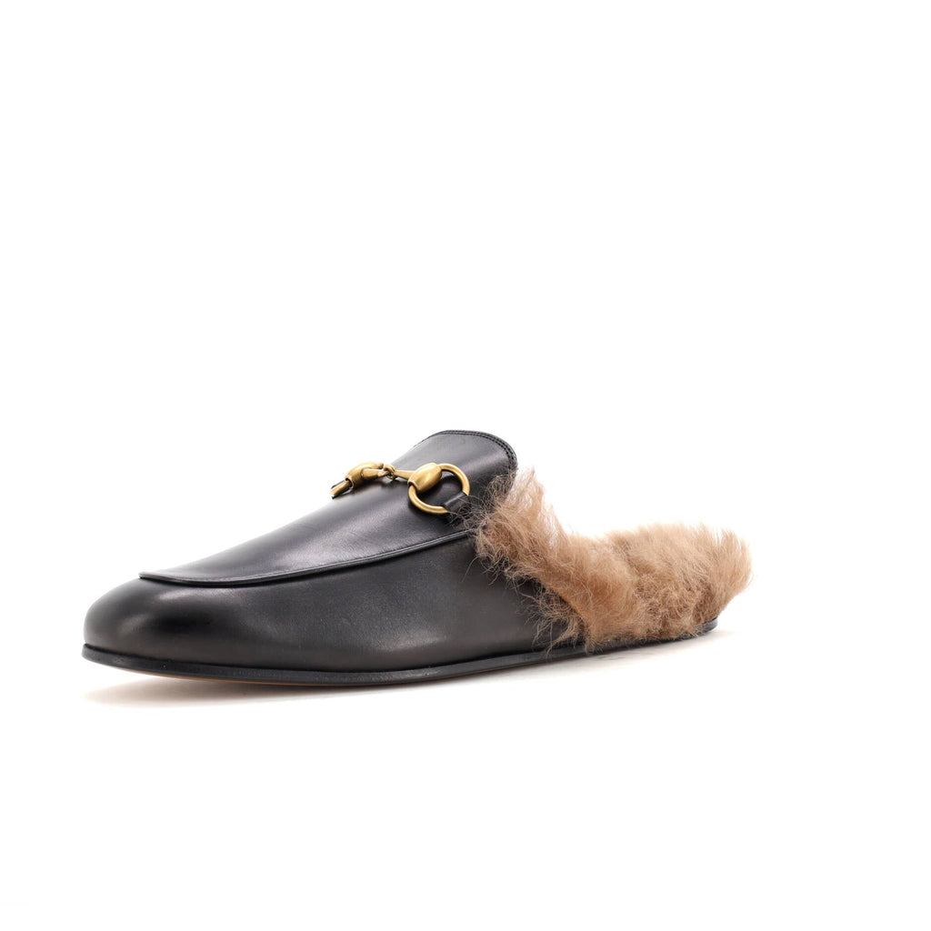 Men's Princetown Mules Leather with Fur