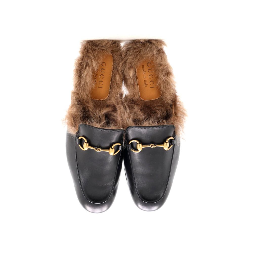 Men's Princetown Mules Leather with Fur