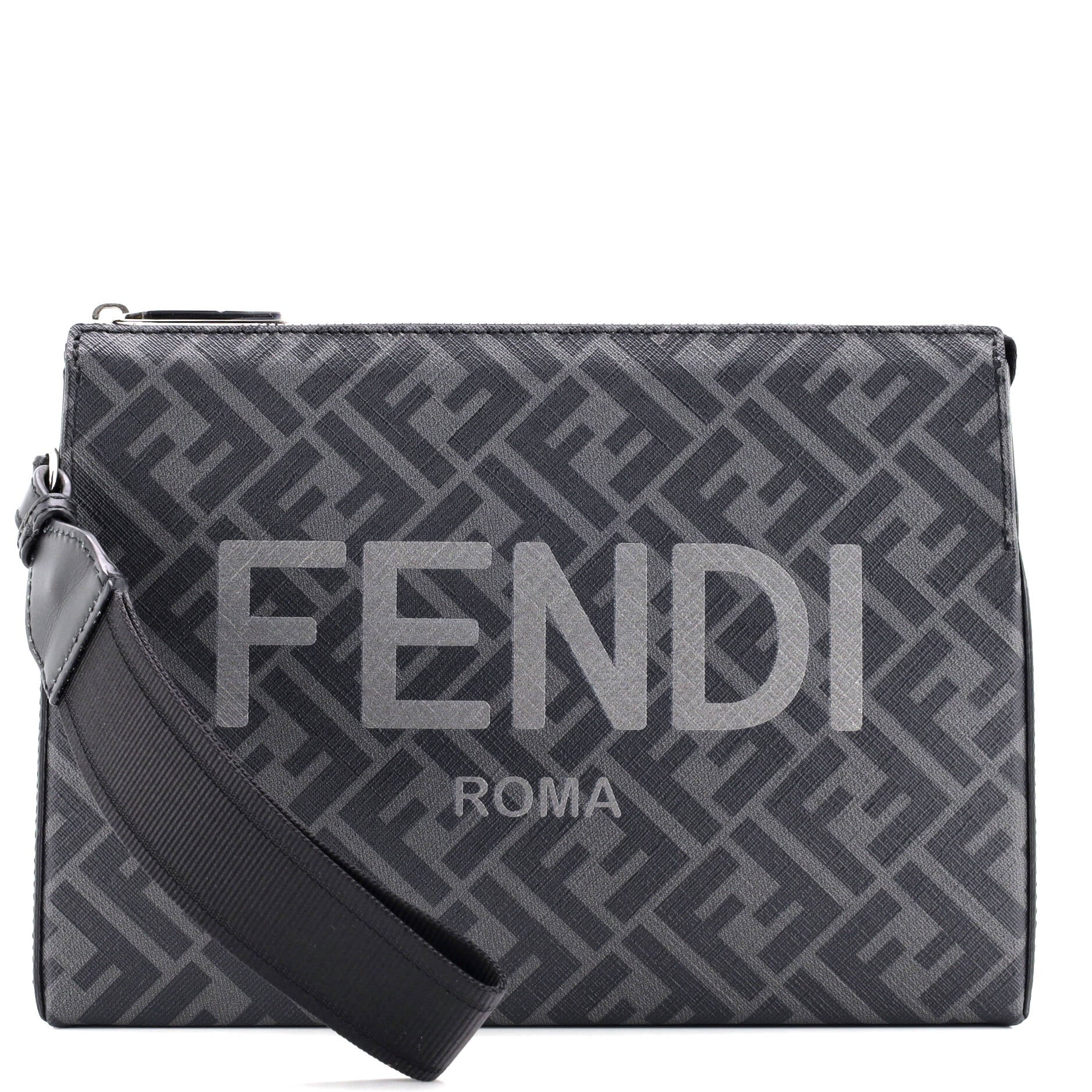 Logo Wristlet Clutch Zucca Coated Canvas Medium