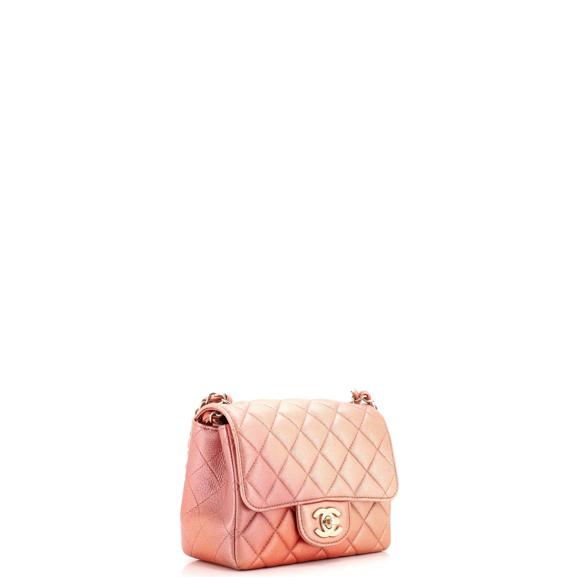 Square Classic Single Flap Bag Quilted Ombre Metallic Lambskin Mini