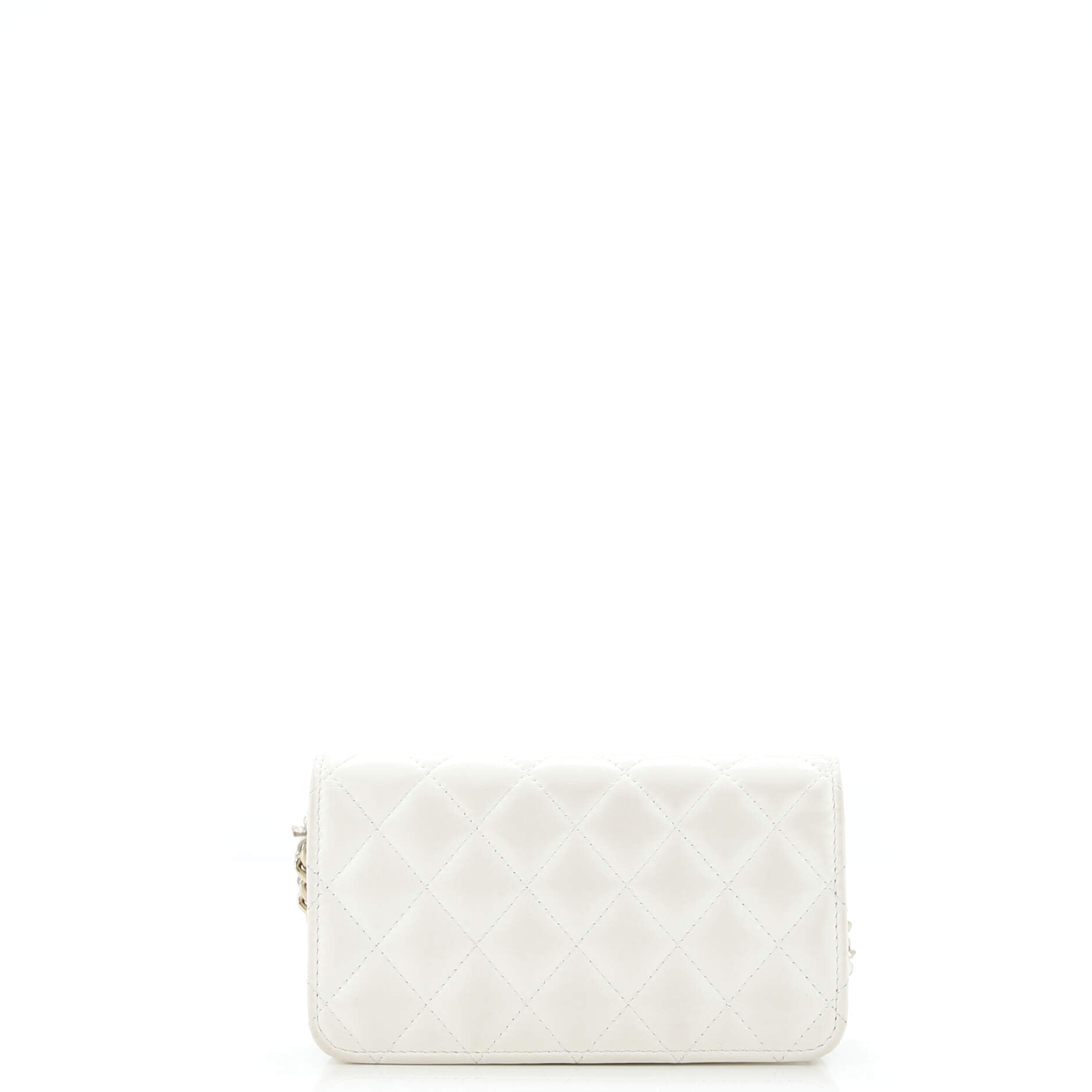 Tiny CC Link Flap Phone Holder with Chain Quilted Lambskin