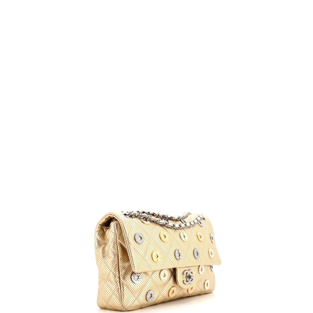Paris-Dubai Medals Flap Bag Embellished Quilted Perforated Lambskin Medium