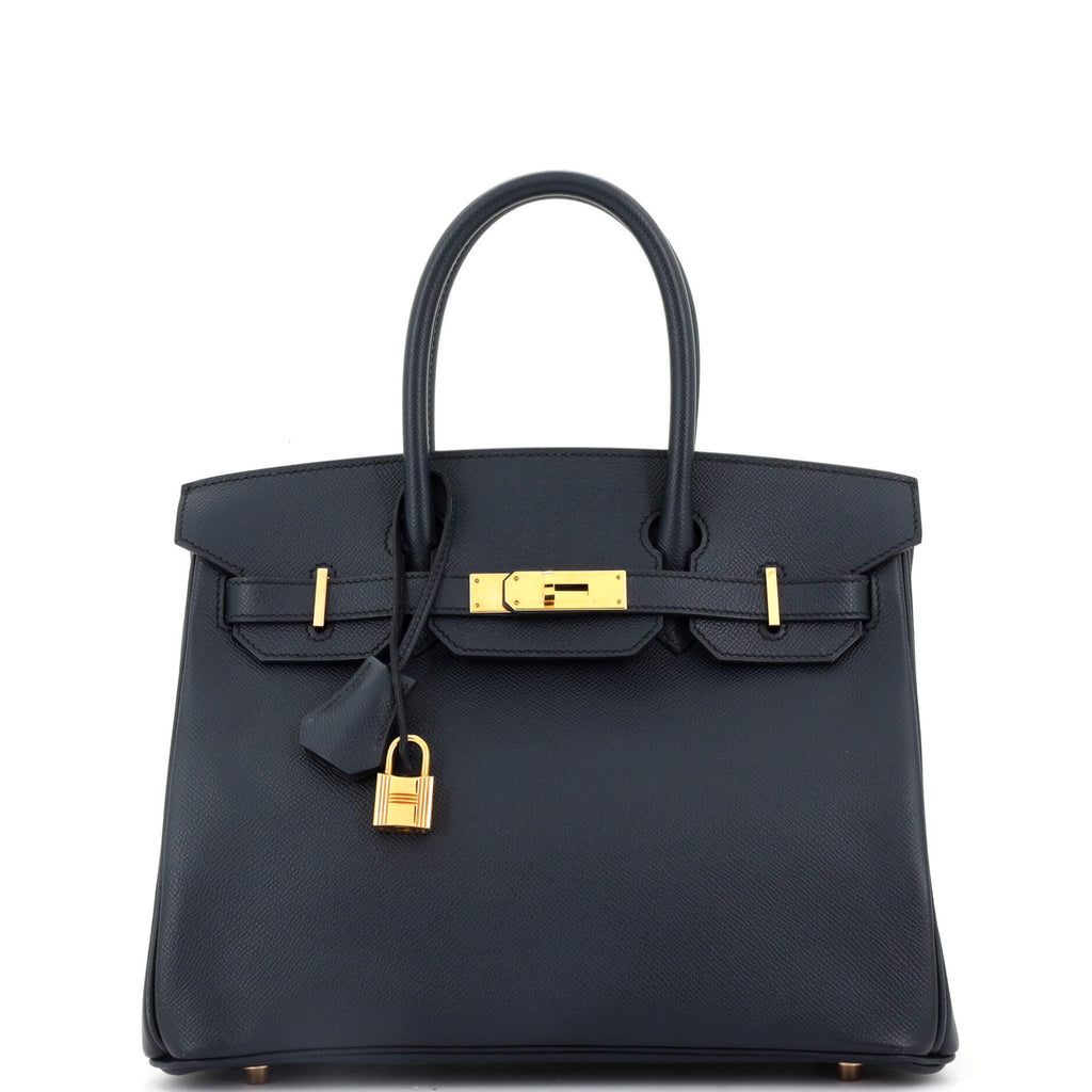 Birkin Handbag Bleu Indigo Epsom with Rose Gold Hardware 30