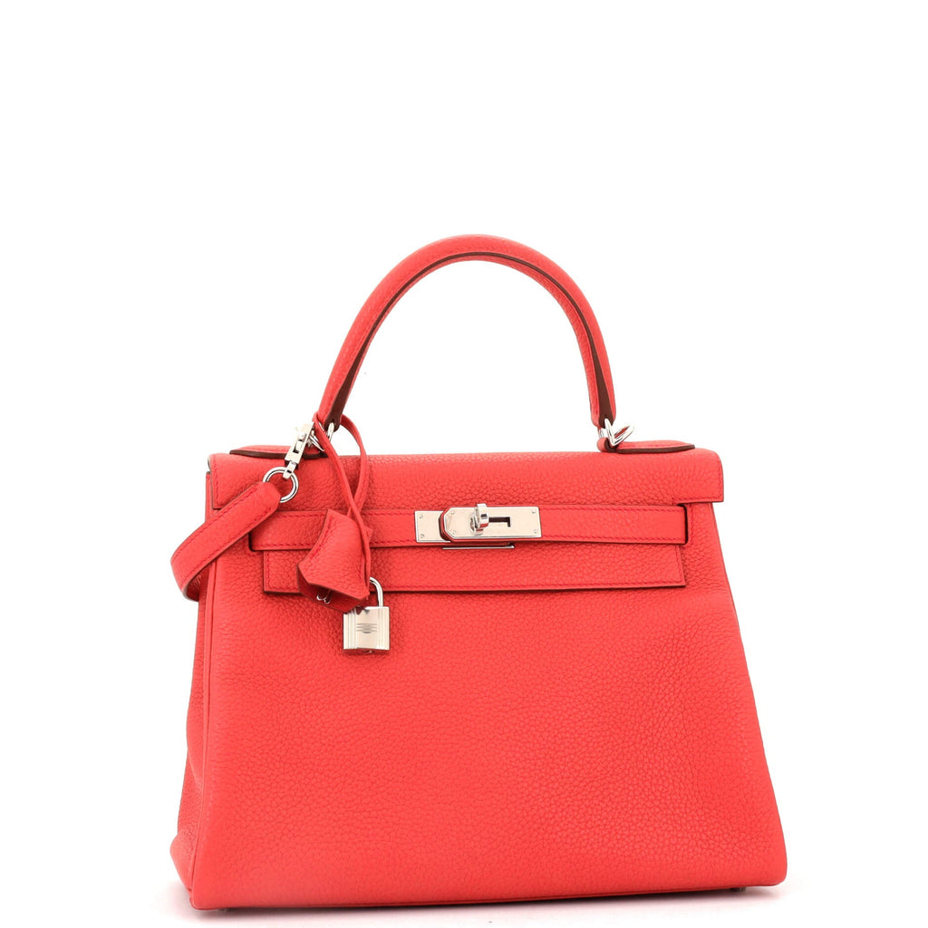 Kelly Handbag Bougainvillier Togo with Palladium Hardware 28