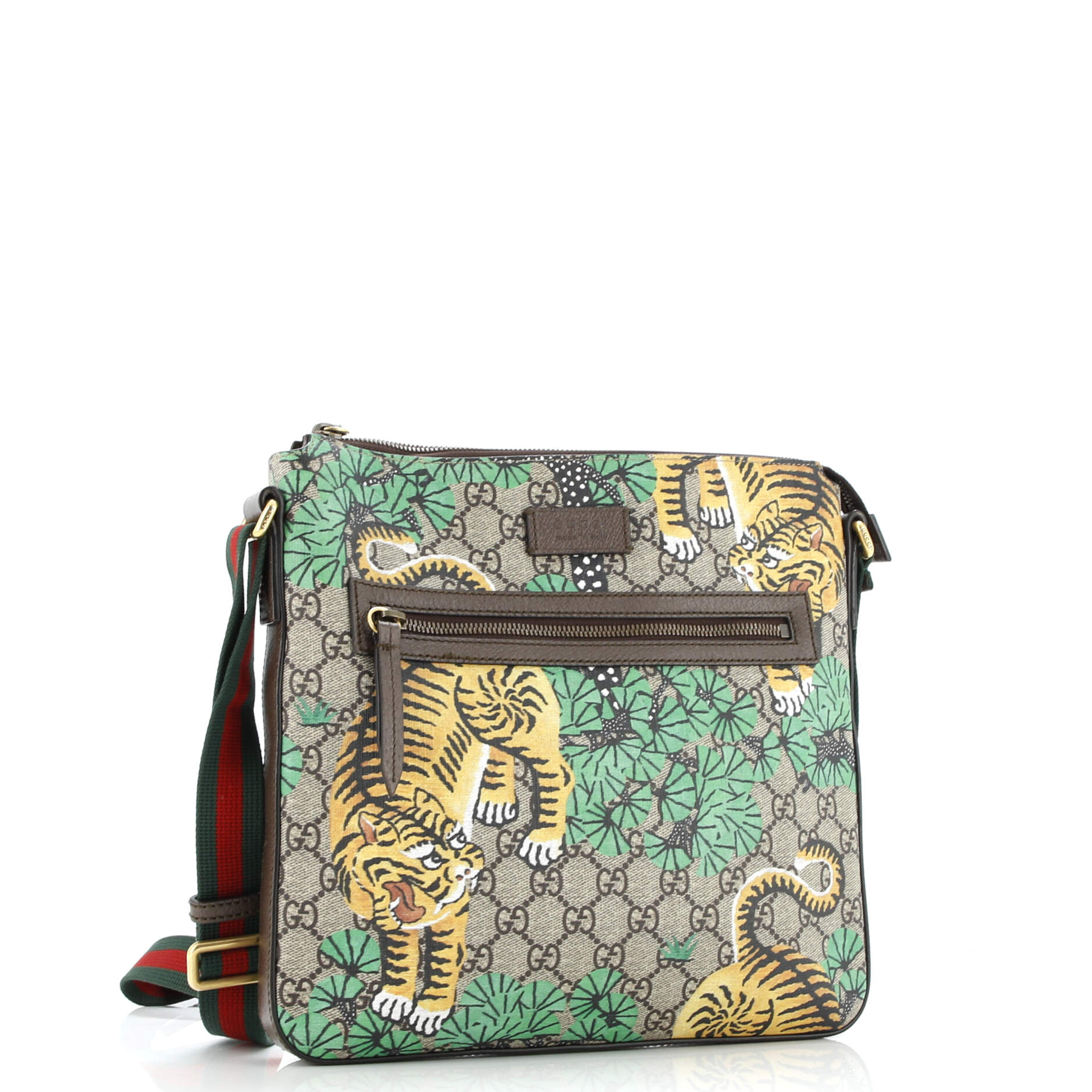 Front Zip Messenger Bengal Print GG Coated Canvas Medium
