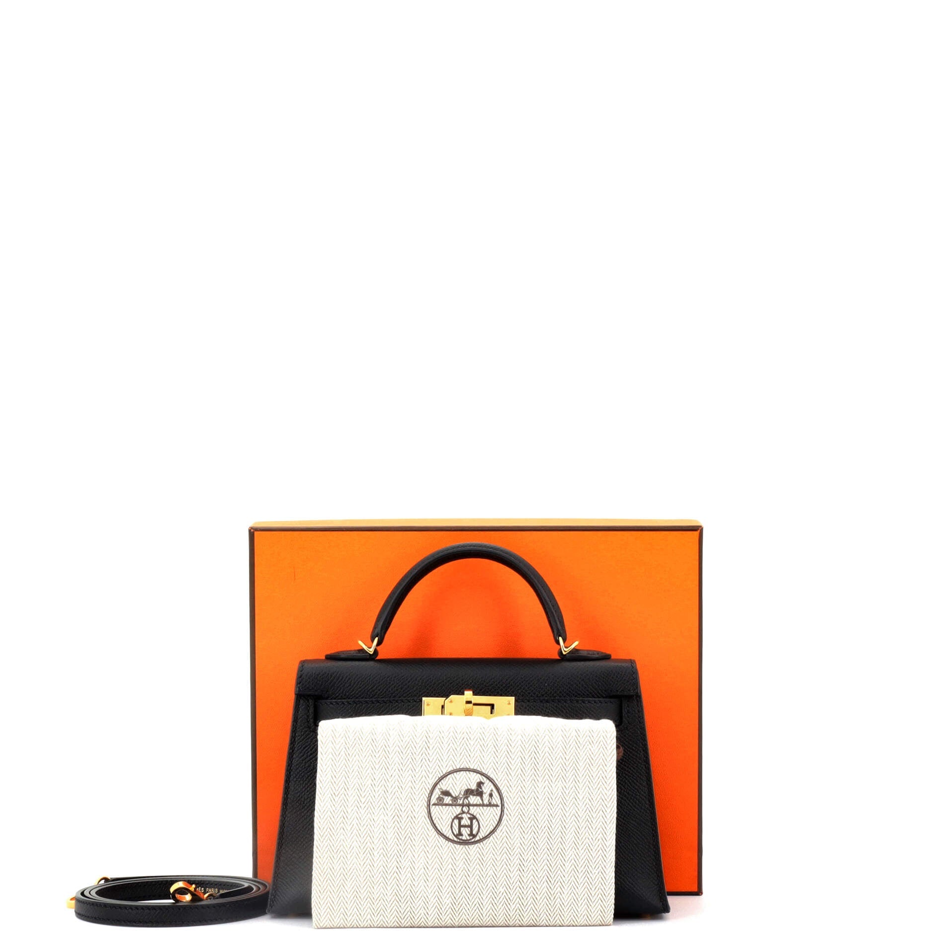 Kelly Mini II Bag Noir Epsom with Gold Hardware 20