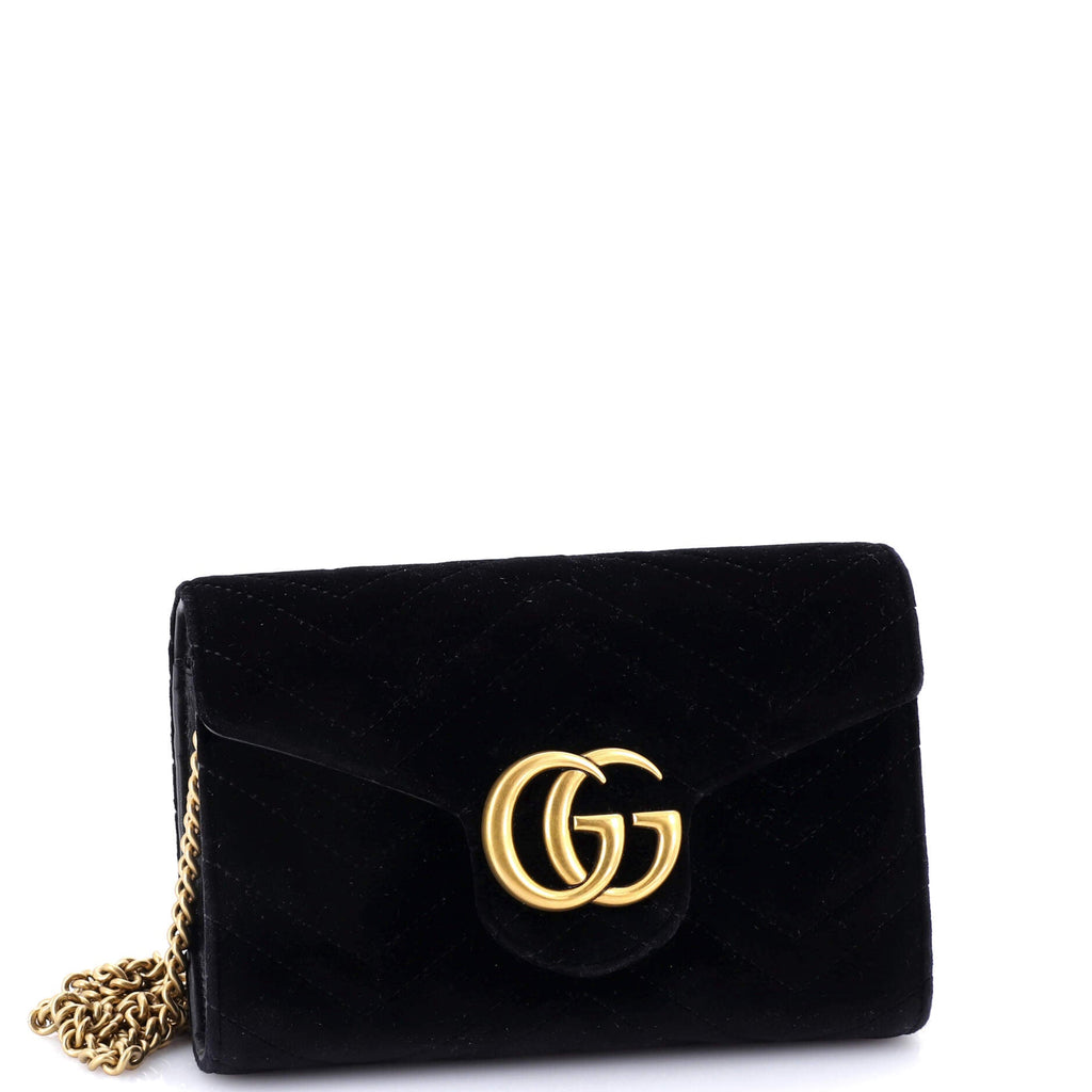 GG Marmont Chain Wallet Matelasse Velvet Mini