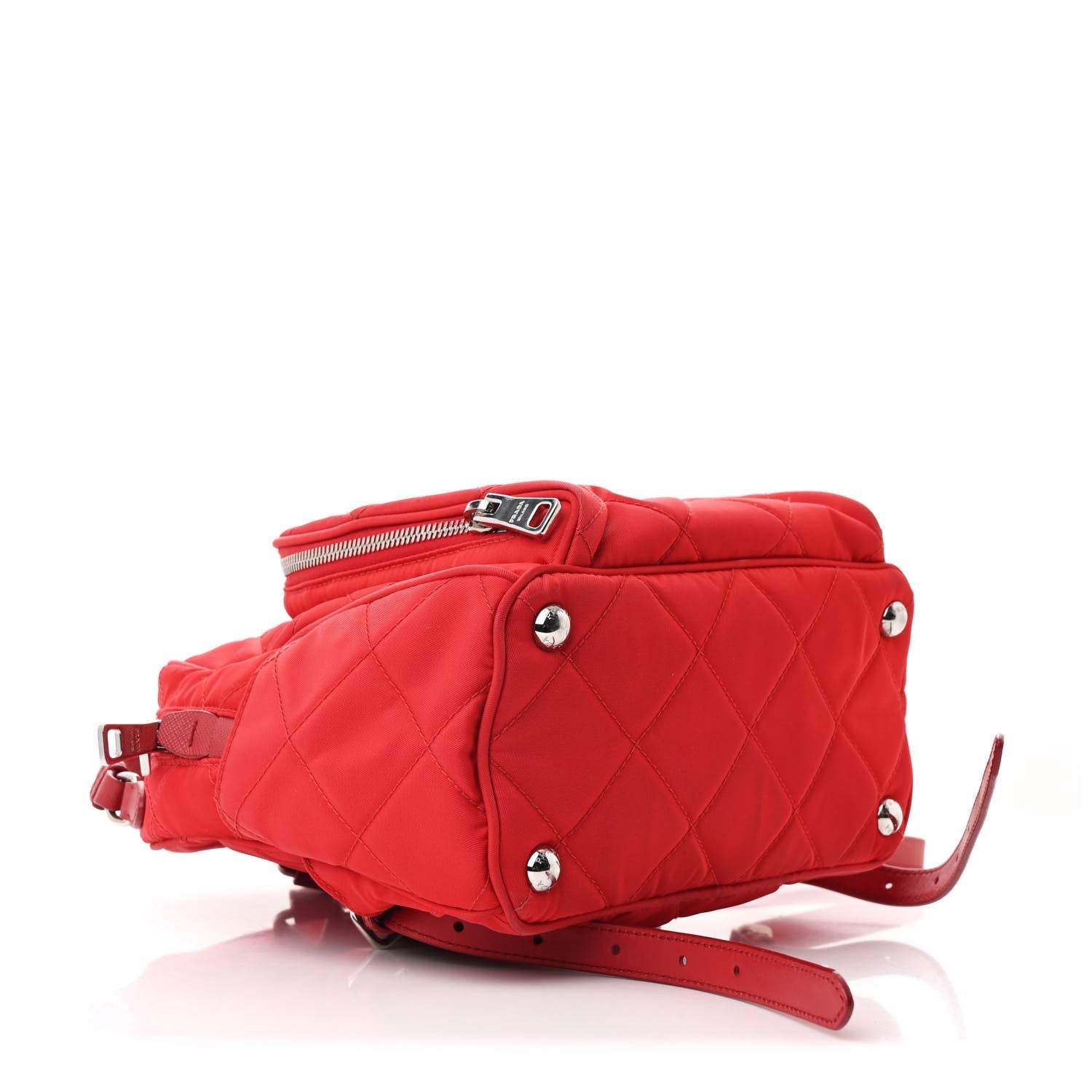 Nylon Tessuto Impuntu Quilted Backpack Rosso