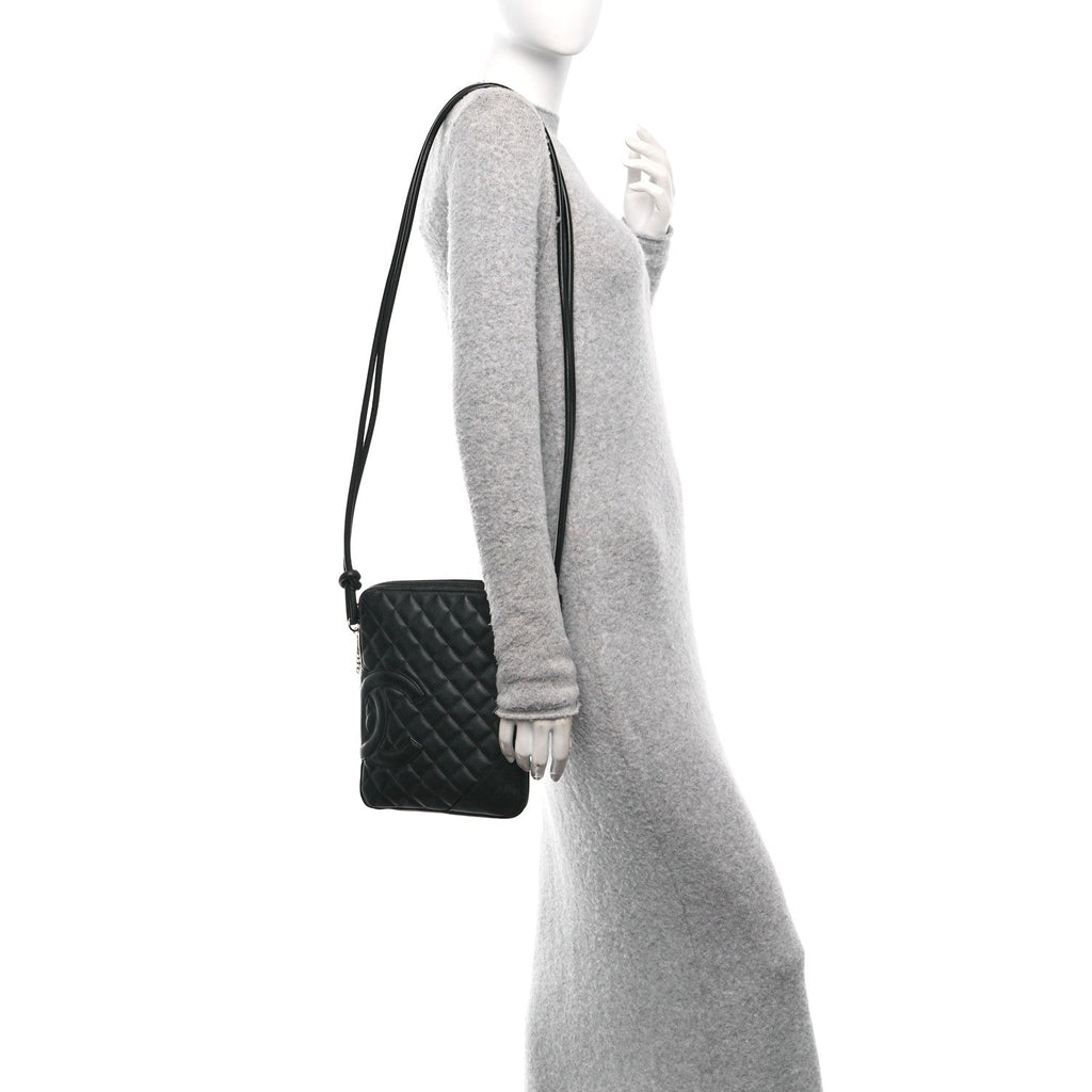 Calfskin Quilted Medium Cambon Messenger Black